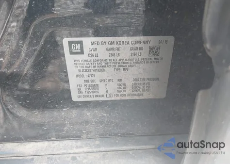 2015 Buick Encore Leather from USA, damaged, VIN KL4CJCSB7FB193958